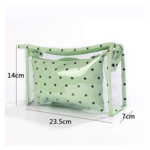 Kfdzsw Bolso Cosmético 3 PC/Sistema Nueva Bolsa de Cosméticos Las Mujeres Constituyen el Recorrido del Bolso Impermeable Portable del Maquillaje Bolsa de Aseo Kits de PVC (Color : Green)