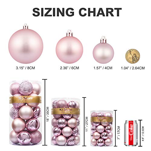 Ki Store 34pcs bolas de navidad adornos para árbol de Navidad bola decorativa, Rosa, 6 cm
