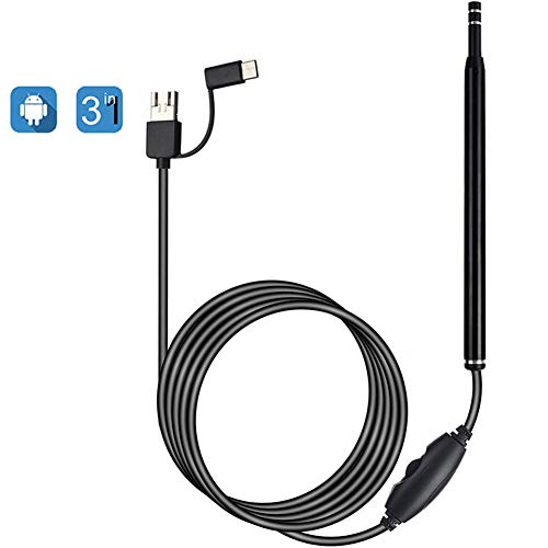 KIKTS Limpieza del Oído del Endoscopio WiFi, Salud Cuidado Personal con 6 Luces LED Ajustables, Nuevo Aumentado con La Cámara del Oído Diámetro para Android Y Windows PC Y Macbook