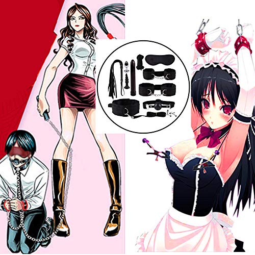 Kindlyperson 11 Piezas SM Bondage Nuevo Peluche Aumentar la Felicidad Sexual Especial Atado Encuadernación Nylon Kits de Masajes Eróticos de Cuero para Principiantes y Personas con Experiencia