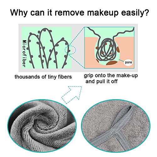 KinHwa paños de Limpieza Facial Maquillaje Remover paños de Secado rápido de Microfibra Paños de Cara (Grisx6, 30cmx30cm)