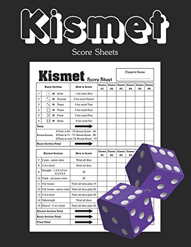 Kismet Score Sheets: Kismet Scoring Game Record Keeper Book