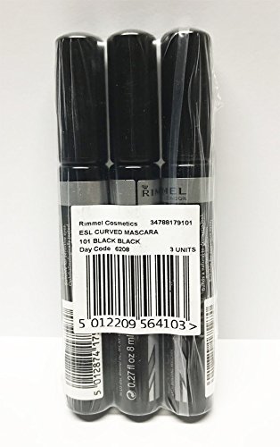 Kit 3 piezas Rimmel Mascara Volumen Extra Super Lash Curved Brush 101 Black 8 ml