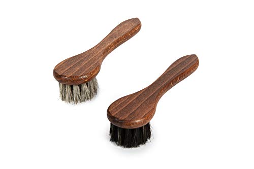 Kit Cuidado de Zapatos de Pelo Puro de Crin - Set de Pulido Nutrición Brillo de Calzado y Botas de Piel - Crema de Calzado de Base Acuosa Kaps y Cepillos Langlauf - 8 piezas de primera calidad