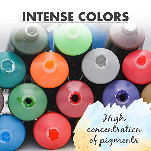 Kit de 12 Pinturas Acrílicas, 12 Tubos de 120ml, 12 Colores Zenacolor - Pinturas para Lienzo, Maderas, Ocios Creativos, tanto para Adultos como para Niños.