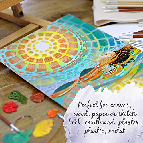 Kit de 12 Pinturas Acrílicas, 12 Tubos de 120ml, 12 Colores Zenacolor - Pinturas para Lienzo, Maderas, Ocios Creativos, tanto para Adultos como para Niños.