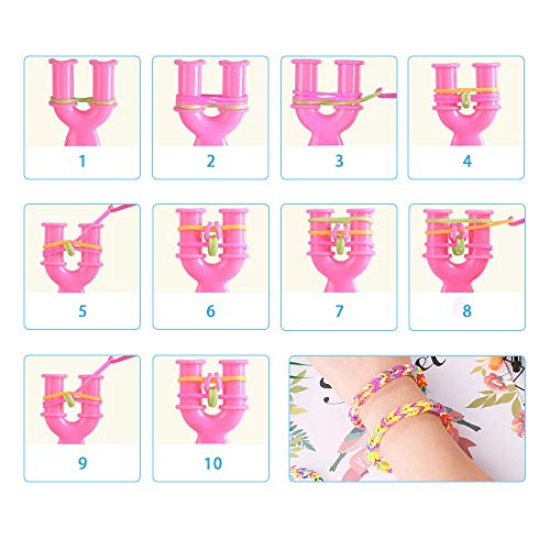 Kit de bandas de telar, kit Rainbow Elasticas Loom Twister de bandas Rainbow con 10,000 pulseras de goma elástica colores, clips en S, cuentas, dijes para niñas niños gomitas para hacer pulseras