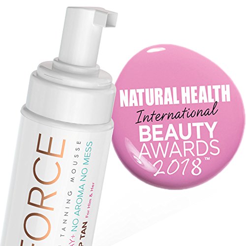 Kit De Bronceado NYK1 - Fake Tan Force, Set MegaMitt Y ExfoliMitt, Autobronceador De Bajo Olor DEEP TAN Tanforce Fake Skinny Look Tanning Mousse. Bronzer Golden Skin Look Australiano Horneado En Oro