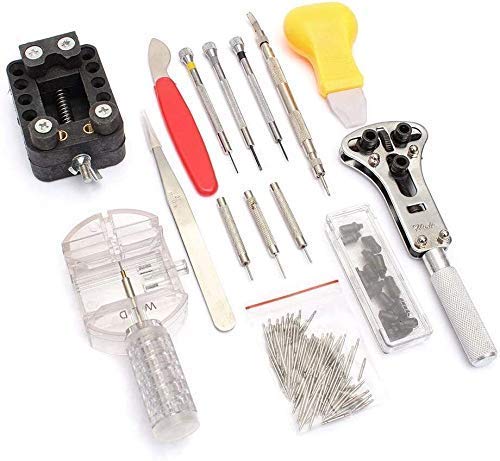 Kit De Herramientas De Reemplazo De Batería De Reloj 144 Piezas / Juego De Kits De Reparación De Reloj Con Soporte Para Bolsa De Almacenamiento Removedor De Maquillaje Con Pin De Enlace Transparente