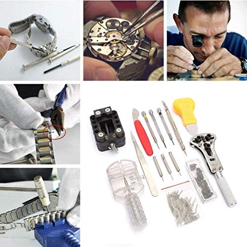 Kit De Herramientas De Reemplazo De Batería De Reloj 144 Piezas / Juego De Kits De Reparación De Reloj Con Soporte Para Bolsa De Almacenamiento Removedor De Maquillaje Con Pin De Enlace Transparente
