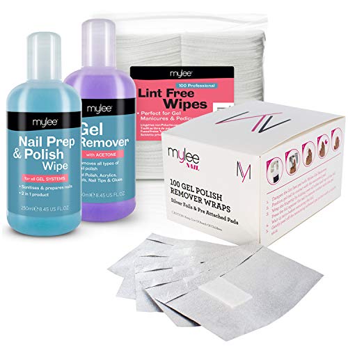Kit de preparador y limpiador con removedor y toallitas para uñas, ideal para gel polish de Mylee