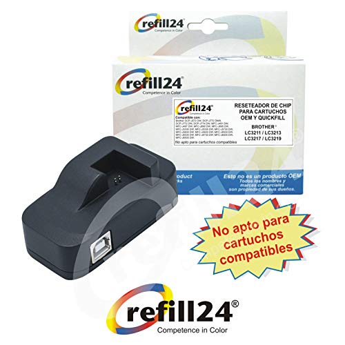 Kit de Recarga para Cartuchos de Tinta Brother LC3211, LC3213, LC 3217, LC3219 Negro y Color. Incluye reseteador y Accesorios + 550 ML de Tinta