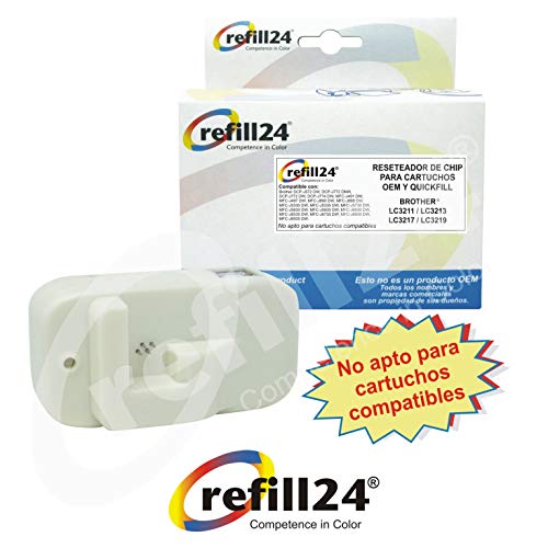 Kit de Recarga para Cartuchos de Tinta Brother LC3211, LC3213, LC 3217, LC3219 Negro y Color. Incluye reseteador y Accesorios + 550 ML de Tinta