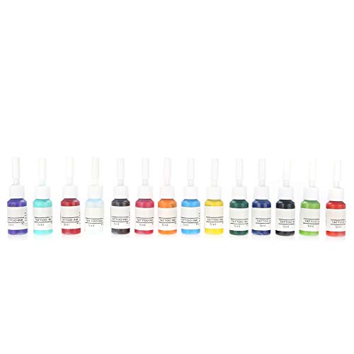 Kit de tintas para tatuajes, Set de tintas para tatuajes profesionales, 14 colores 5 ml/botella para la máquina de tatuajes Tattoo Pen, pigmento de larga duración para pintar el cuerpo