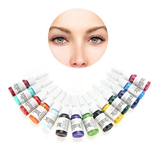 Kit de tintas para tatuajes, Set de tintas para tatuajes profesionales, 14 colores 5 ml/botella para la máquina de tatuajes Tattoo Pen, pigmento de larga duración para pintar el cuerpo
