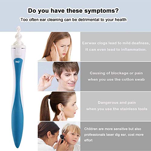 Kit portátil de limpieza de oídos - Limpiador de Cera de Oídos con Punta Suave en Espiral y 16 Puntas Remplazables de Silicona para la Higiene de Toda la Familia