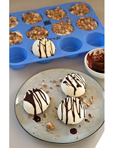 Kitchen Helpis® Molde de 12 Muffins, Bandejas para Hornear de Silicona, Magdalenas y Cupcake, Antiadherente, apto para lavavajillas, sin BPA | con el libro electrónico de recetas