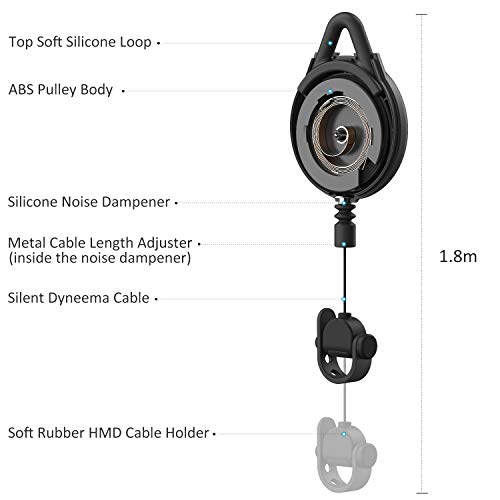 KIWI design Gestión de Cable VR, 6 Packs Sistema de Suspensión VR para HTC Vive/Pro/Oculus Rift/Oculus Rift S/Sony Playstation VR/Microsoft MR/Samsung Odyssey Accessori VR(Negra)