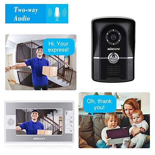 KKmoon 7" TFT Color Videoportero Intercomunicador Timbre Sistema IR Cámara de Seguridad Monitor Manos Libres
