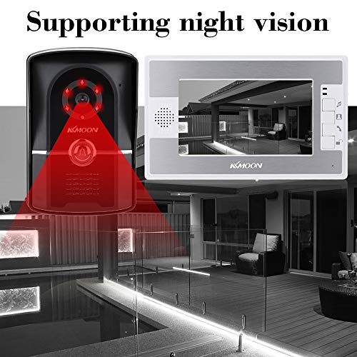 KKmoon 7" TFT Color Videoportero Intercomunicador Timbre Sistema IR Cámara de Seguridad Monitor Manos Libres