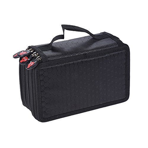 KKmoon Caja De Lápiz Multifuncional de Gran Capacidad,Pen Bag,Pencil Case,con Cremallera de 4 Capas,Color Negro
