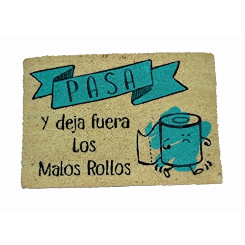 koko doormats Felpudo para Entrada de Casa Pasa y Deja Fuera los Malos Rollos Original y Divertido, 40x60 cm - Azul