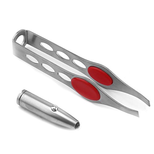 Kongqiabona-UK Mini Pinzas de eliminación de pestañas con lámpara LED incorporada portátil de Acero Inoxidable Clip de Maquillaje Herramientas de Belleza de Cejas