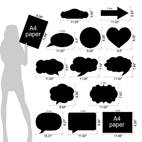 Konsait 20pcs de Gran tamaño DIY Tiza Tarjetas Photo Booth Props Cabina de Fotos Accesorios Photocall para la Boda Despedidas de Soltera Fiesta