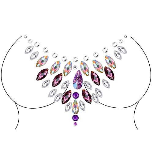 Konsait 4 Sets Face Gem Stickers, Etiqueta engomada de diamantes de imitación Cara Joyas Pegatinas cara Cristales Tatuajes Temporales para Bindi Cuerpo Maquillaje Festival Fiesta