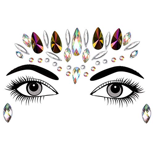 Konsait 4 Sets Face Gem Stickers, Etiqueta engomada de diamantes de imitación Cara Joyas Pegatinas cara Cristales Tatuajes Temporales para Bindi Cuerpo Maquillaje Festival Fiesta