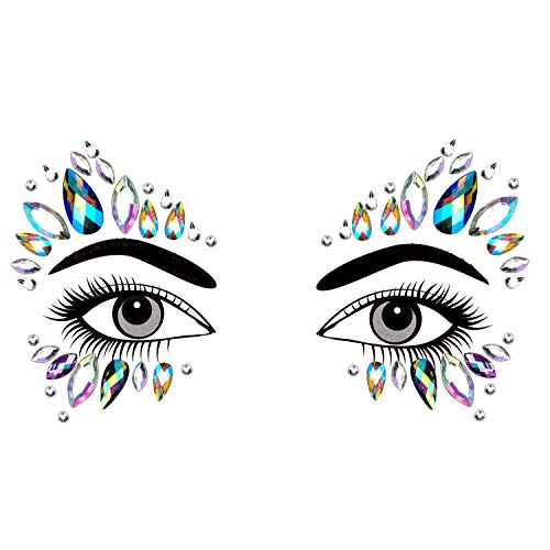 Konsait 4 Sets Face Gem Stickers, Etiqueta engomada de diamantes de imitación Cara Joyas Pegatinas cara Cristales Tatuajes Temporales para Bindi Cuerpo Maquillaje Festival Fiesta