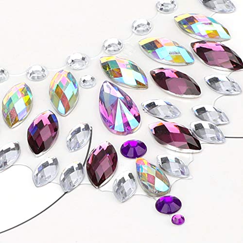 Konsait 4 Sets Face Gem Stickers, Etiqueta engomada de diamantes de imitación Cara Joyas Pegatinas cara Cristales Tatuajes Temporales para Bindi Cuerpo Maquillaje Festival Fiesta