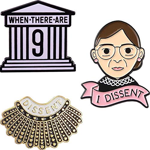 KPTKP Ruth Bader Ginsburg Pin I Dissent RBG, Insignia de Broche/Insignia de Justicia Femenina con Diferentes Opiniones, 3 Piezas