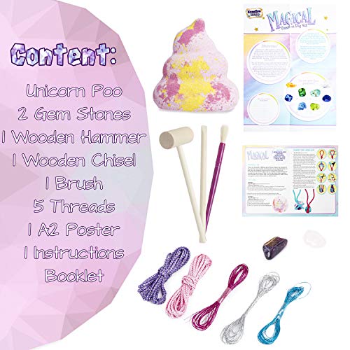 KreativeKraft Kit Manualidades Niños para Crear Joyas, Incluye Cuentas para Collares de Piedras Preciosas y Bomba de Baño de Unicornios para Niñas, Regalos para Niñas 7-12 años
