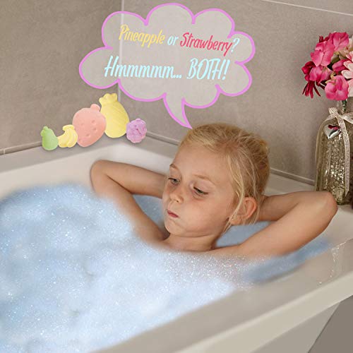KreativeKraft Set de Bombas de Baño para Niños, Caja 5 Piezas Bomba Baño Efervescentes, Divertidas Frutas Tropicales Perfumadas, Baño Bebé Juguete, Regalo para Niñas y Adolescentes