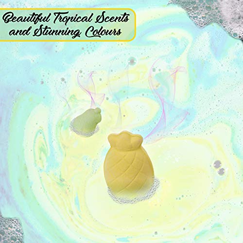 KreativeKraft Set de Bombas de Baño para Niños, Caja 5 Piezas Bomba Baño Efervescentes, Divertidas Frutas Tropicales Perfumadas, Baño Bebé Juguete, Regalo para Niñas y Adolescentes