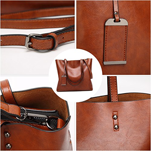 Kris Anna Coolives Bolsos Tote Vertical Cubo Bolso de hombro con asas en Cuero PU para Mujer Azul oscuro