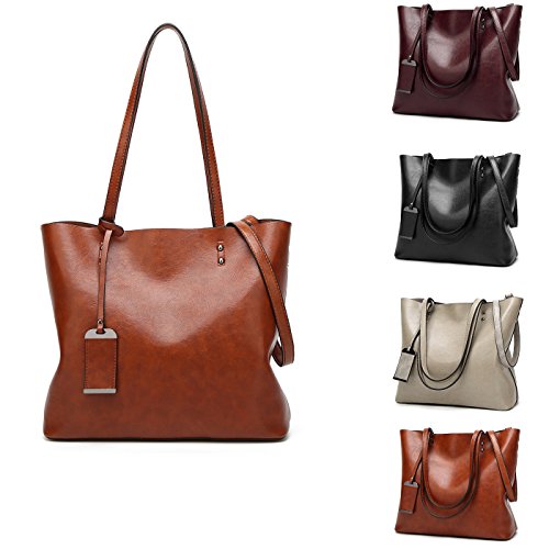 Kris Anna Coolives Bolsos Tote Vertical Cubo Bolso de hombro con asas en Cuero PU para Mujer Azul oscuro