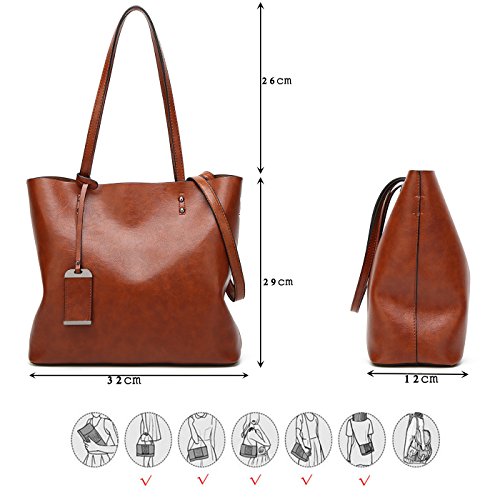 Kris Anna Coolives Bolsos Tote Vertical Cubo Bolso de hombro con asas en Cuero PU para Mujer Azul oscuro