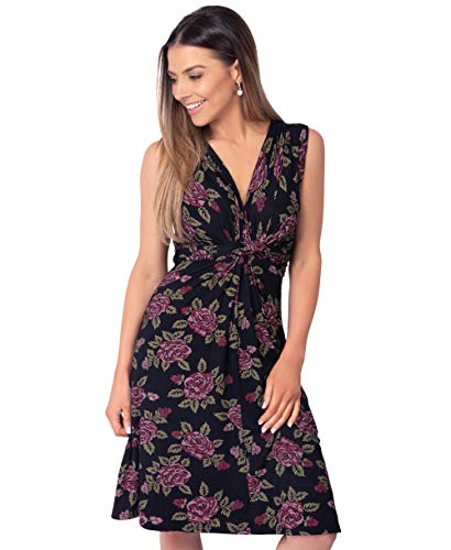 KRISP 6252-BLK-08, Vestido Corto Patinadora Vuelo Fruncido Busto, Negro (6252), 36