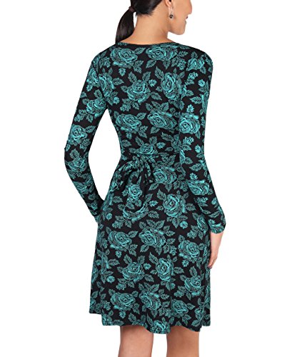 KRISP Vestido Mujer Corto Talla Grande Boda Noche Manga Cóctel Fiesta Elástico Plisado Elegante Ceremonia, (Azul Verdoso (5285), 36 EU (08 UK)), 5285-TEA-08