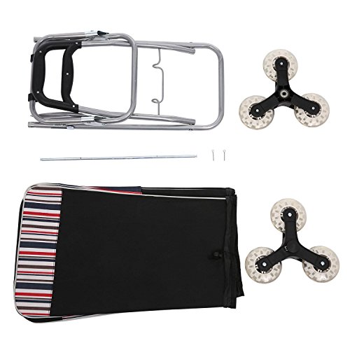 Kulzer Carro de Compra 6 Ruedas | Carrito de Compra Plegable y Ligero de Gran Capacidad | Carrito Compra Subir Escaleras con Impermeable Bolsa Oxford Desmontable y Asa Ajustable