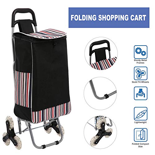 Kulzer Carro de Compra 6 Ruedas | Carrito de Compra Plegable y Ligero de Gran Capacidad | Carrito Compra Subir Escaleras con Impermeable Bolsa Oxford Desmontable y Asa Ajustable