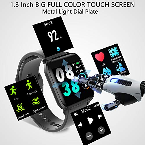 KUNGIX Smartwatch, Reloj Inteligente Mujer/Hombre con Monitor Oxígeno Sanguíneo(SpO2) de Pulsómetros, Pulsera de Actividad Inteligente Impermeable IP68 con Pantalla Táctil Completa para Android y iOS