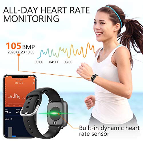 KUNGIX Smartwatch, Reloj Inteligente Mujer/Hombre con Monitor Oxígeno Sanguíneo(SpO2) de Pulsómetros, Pulsera de Actividad Inteligente Impermeable IP68 con Pantalla Táctil Completa para Android y iOS
