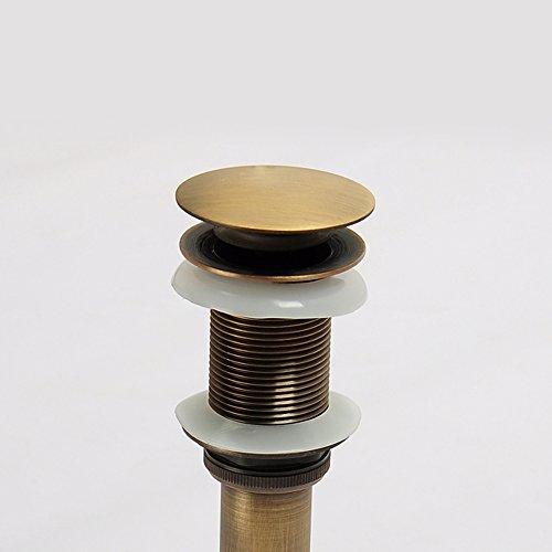 KUNGYO Fregadero para lavabo sin ranura Empujar para elevar Haga clic en Tapón para desecho Clack Tapón para desagüe sin desbordamiento Terminado (Amarillo)