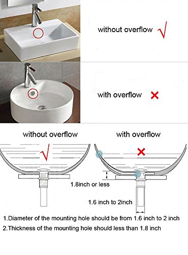 KUNGYO Fregadero para lavabo sin ranura Empujar para elevar Haga clic en Tapón para desecho Clack Tapón para desagüe sin desbordamiento Terminado (Amarillo)