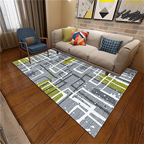 Kunsen Alfombras Gaming Alfombra Blanco Gris Rayas Irregulares diseño Sala de Estar Mesa de café Alfombra Suave Alfombra Habitacion Niño Alfombras Puerta Entrada Blanco Los 100X160CM
