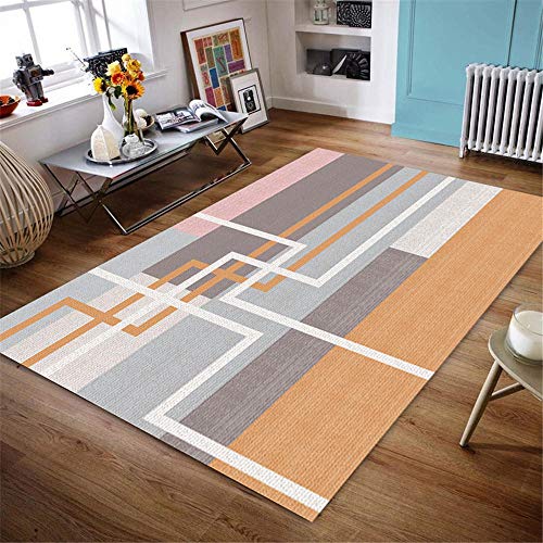 Kunsen Alfombras Habitacion Infantil Alfombra Rayas Irregulares geométrico Estilo Moderno salón Alfombra Suave Alfombra Juvenil Habitacion Alfombra Azul Marino Gris 160X180CM