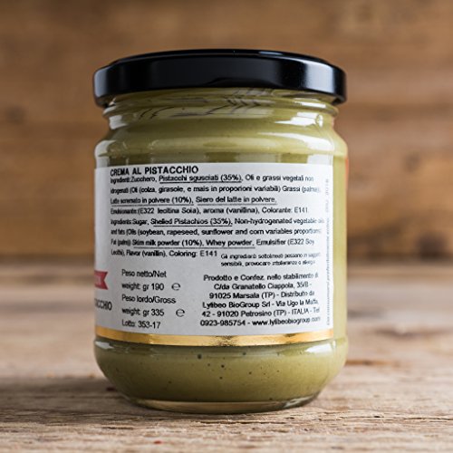 La auténtica Crema Dolce de pistacho "Sicilia Gr 200, pistacho 35%, sin grasas idrogenati